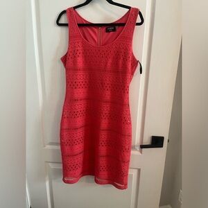 Guess mini crochet dress in coral with gold zipper size 12